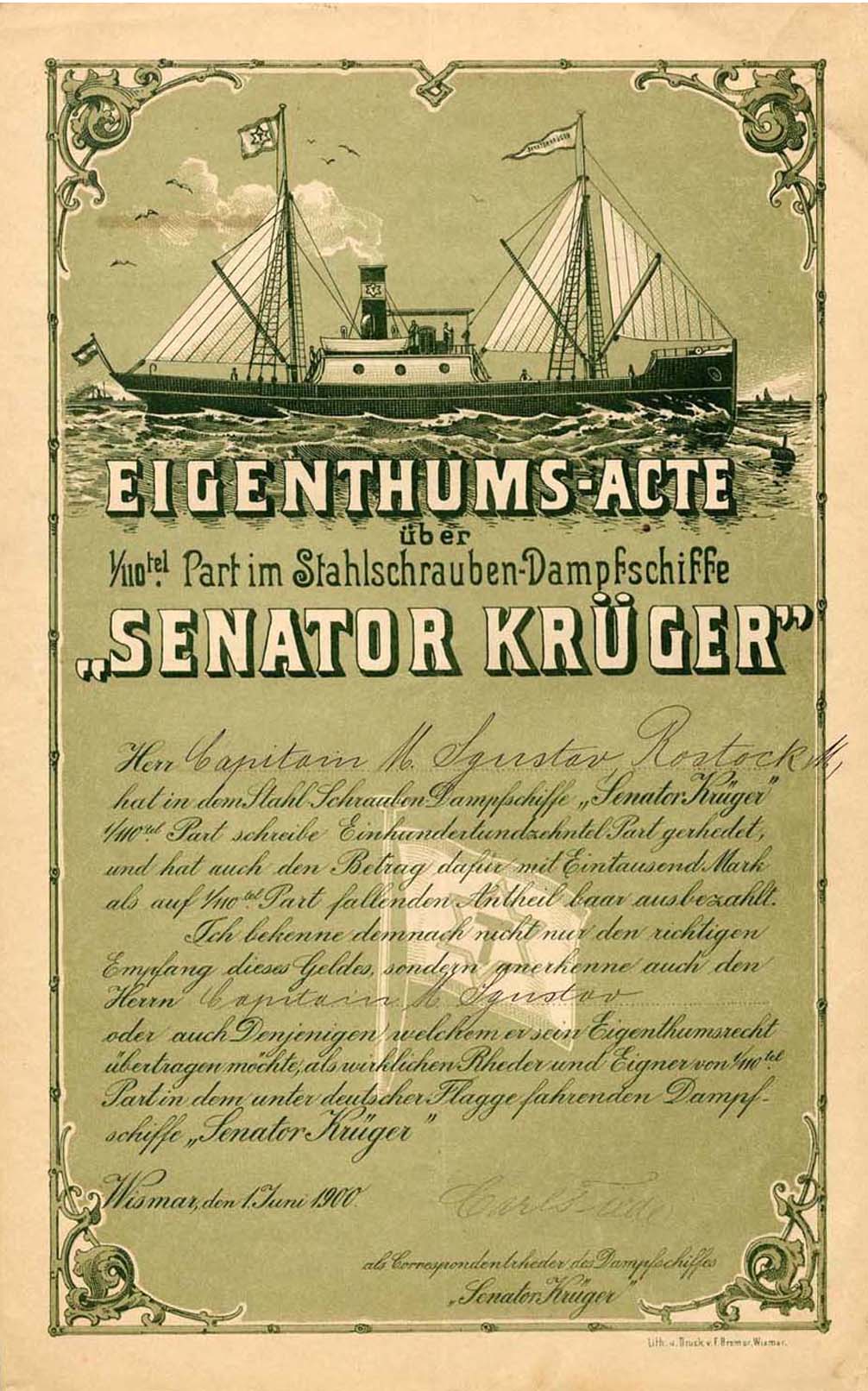 Stahl-Schrauben-Dampfschiff Senator Krger